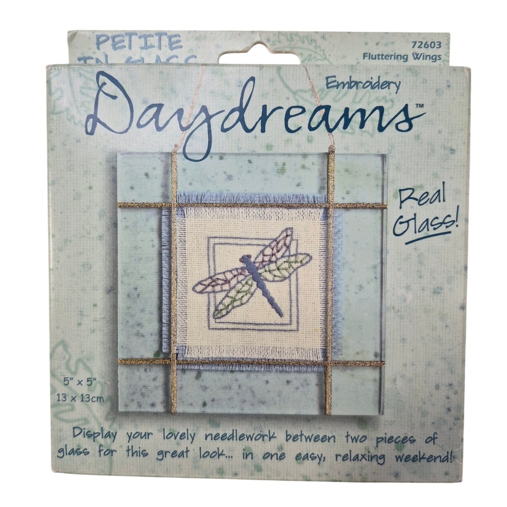 Dimensions Daydreams Embroidery Kit Dragonfly Blue 5x5 Vintage Cottagecore‎ 1999